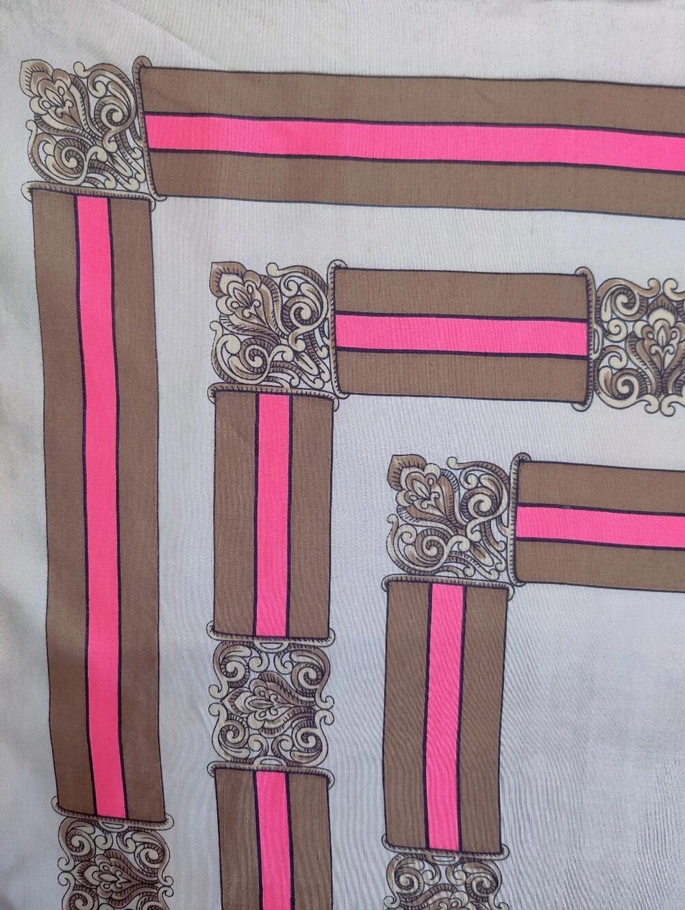 Vintage JCPenney 100% Silk Scarf Square 30x30 Made in Italy Pink Gray Silver